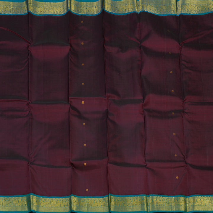 Hayagrivas Handloom Wine Kanjivaram Silk Saree with Teal Border KSBE12I4-2