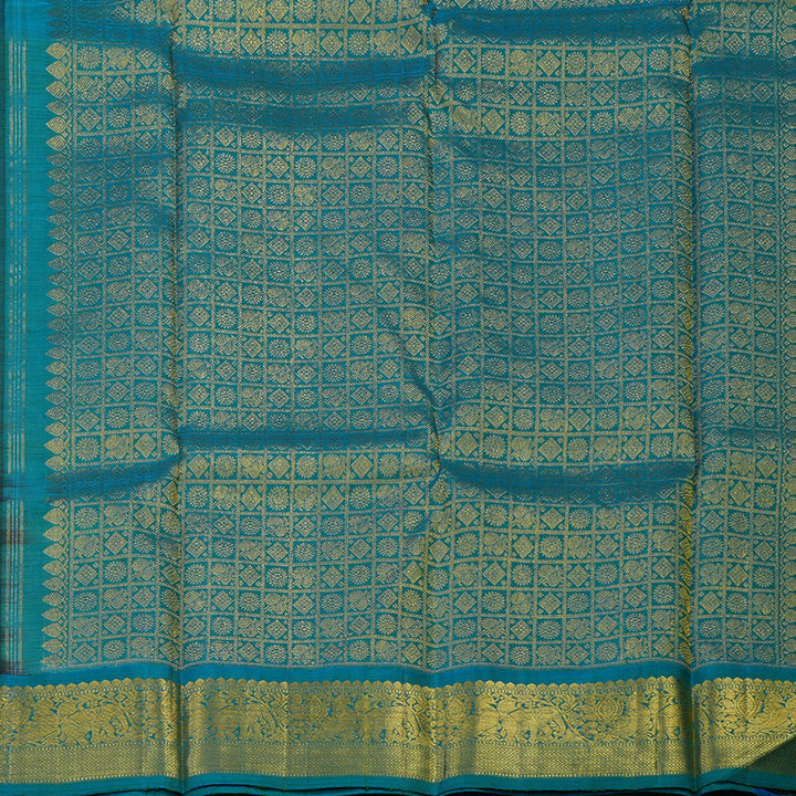 Hayagrivas Handloom Wine Kanjivaram Silk Saree with Teal Border KSBE12I4-2