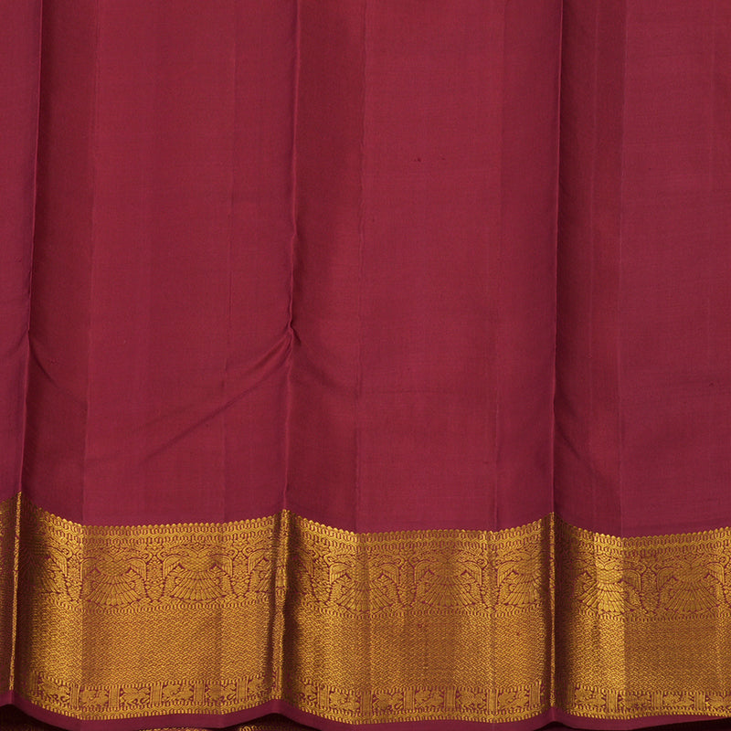 Hayagrivas Handloom Yellow Kanjivaram Silk Saree with Maroon Border KSBE12I6-1