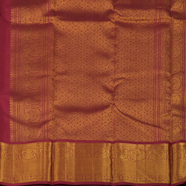 Hayagrivas Handloom Yellow Kanjivaram Silk Saree with Maroon Border KSBE12I6-1