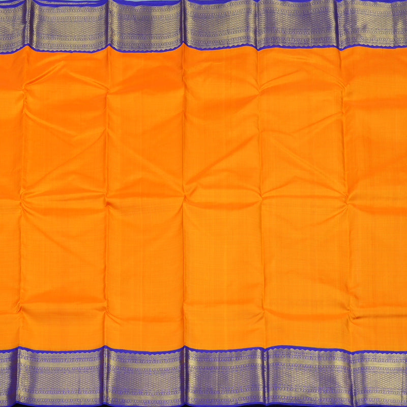 Hayagrivas Handloom Mambazham Orange Kanjivaram Silk Saree with Purplish-Blue Border KSBE12I6-6