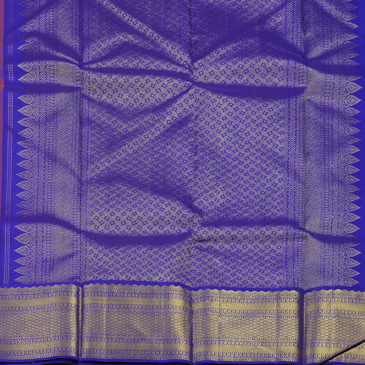 Hayagrivas Handloom Mambazham Orange Kanjivaram Silk Saree with Purplish-Blue Border KSBE12I6-6
