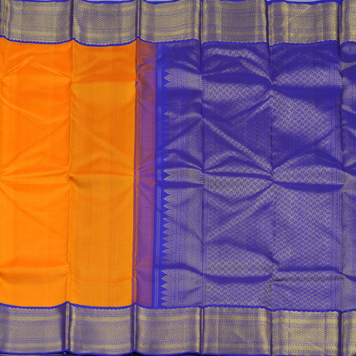 Hayagrivas Handloom Mambazham Orange Kanjivaram Silk Saree with Purplish-Blue Border KSBE12I6-6