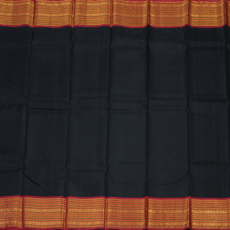 Hayagrivas Handloom Black Kanjivaram Silk Saree with Maroon Border KSBE12I6-7