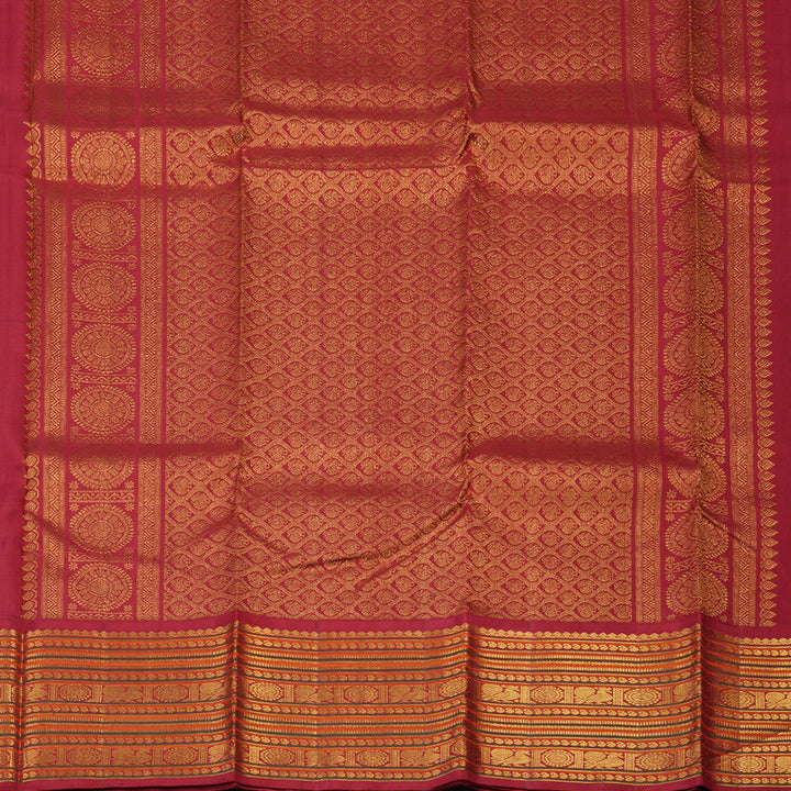 Hayagrivas Handloom Black Kanjivaram Silk Saree with Maroon Border KSBE12I6-7