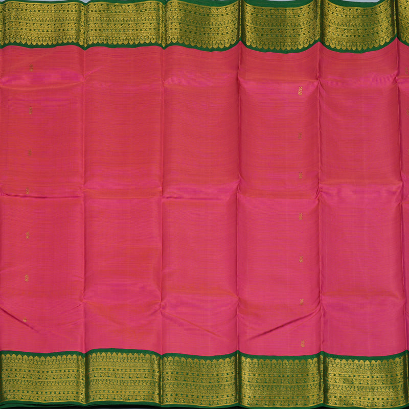 Hayagrivas Handloom Pink Kanjivaram Silk Saree with Dark Green Border KSBE12I7-2