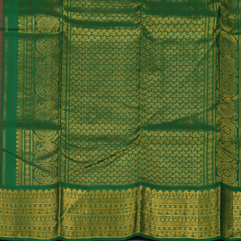Hayagrivas Handloom Pink Kanjivaram Silk Saree with Dark Green Border KSBE12I7-2