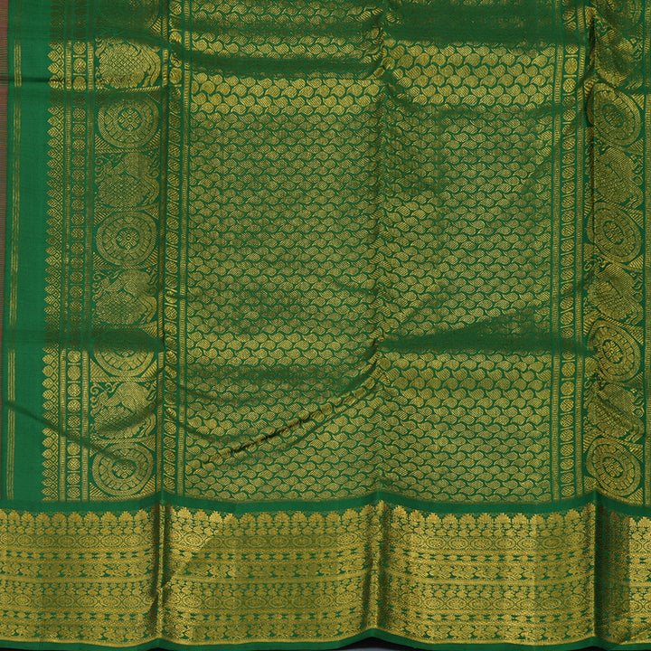 Hayagrivas Handloom Pink Kanjivaram Silk Saree with Dark Green Border KSBE12I7-2