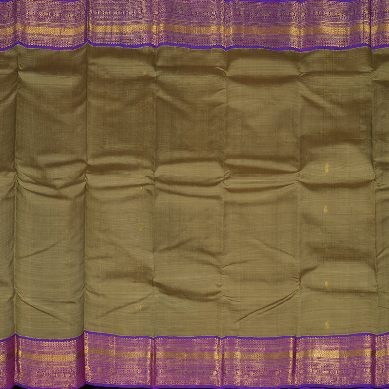 Hayagrivas Handloom Wheat Beige Kanjivaram Silk Saree with Purple border KSBE12I7-4