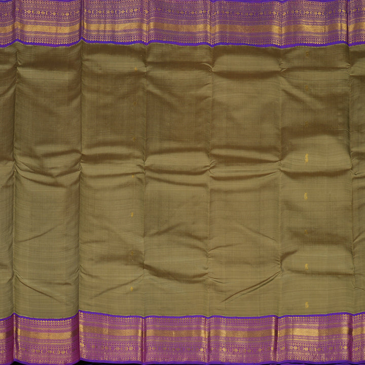 Hayagrivas Handloom Wheat Beige Kanjivaram Silk Saree with Purple border KSBE12I7-4