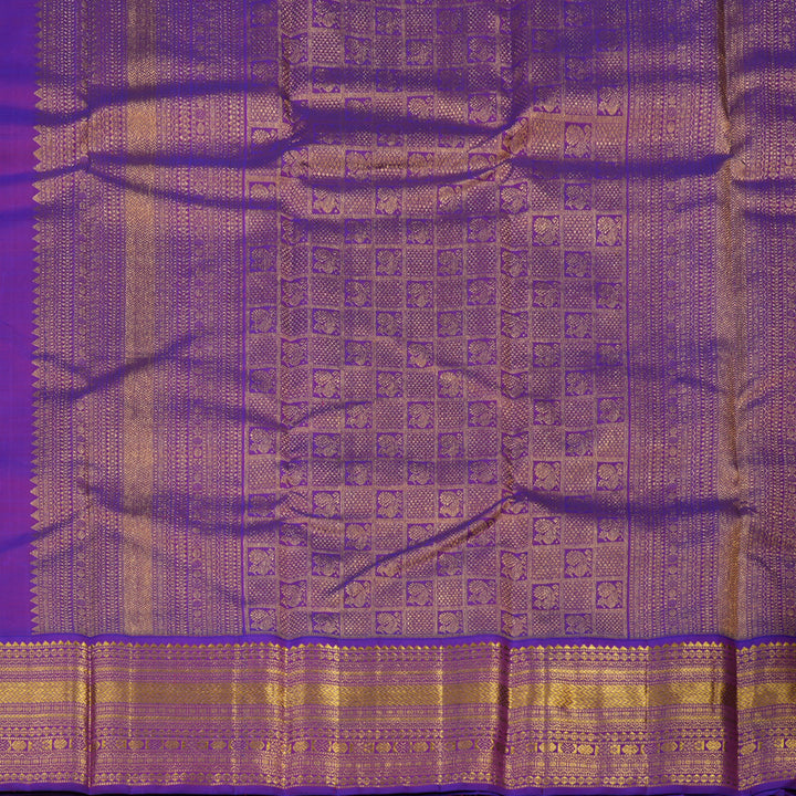 Hayagrivas Handloom Wheat Beige Kanjivaram Silk Saree with Purple border KSBE12I7-4