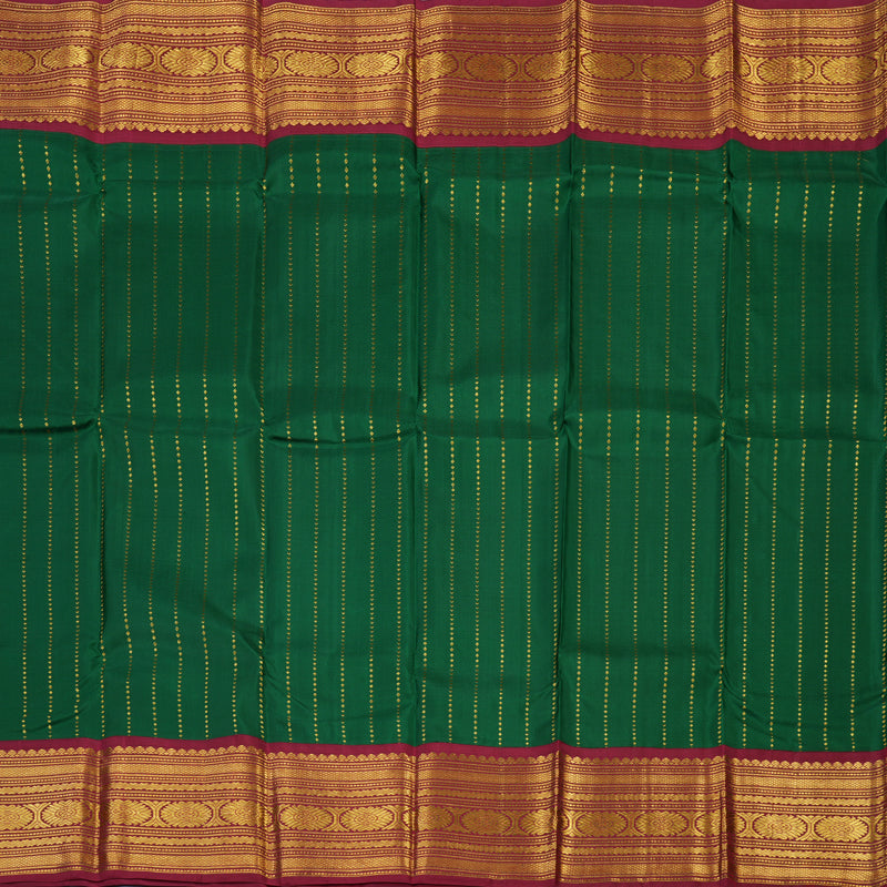 Hayagrivas Handloom Dark Green Kanjivaram Silk Saree with Maroon Border KSBE12I9-1