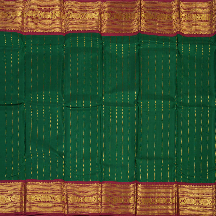 Hayagrivas Handloom Dark Green Kanjivaram Silk Saree with Maroon Border KSBE12I9-1