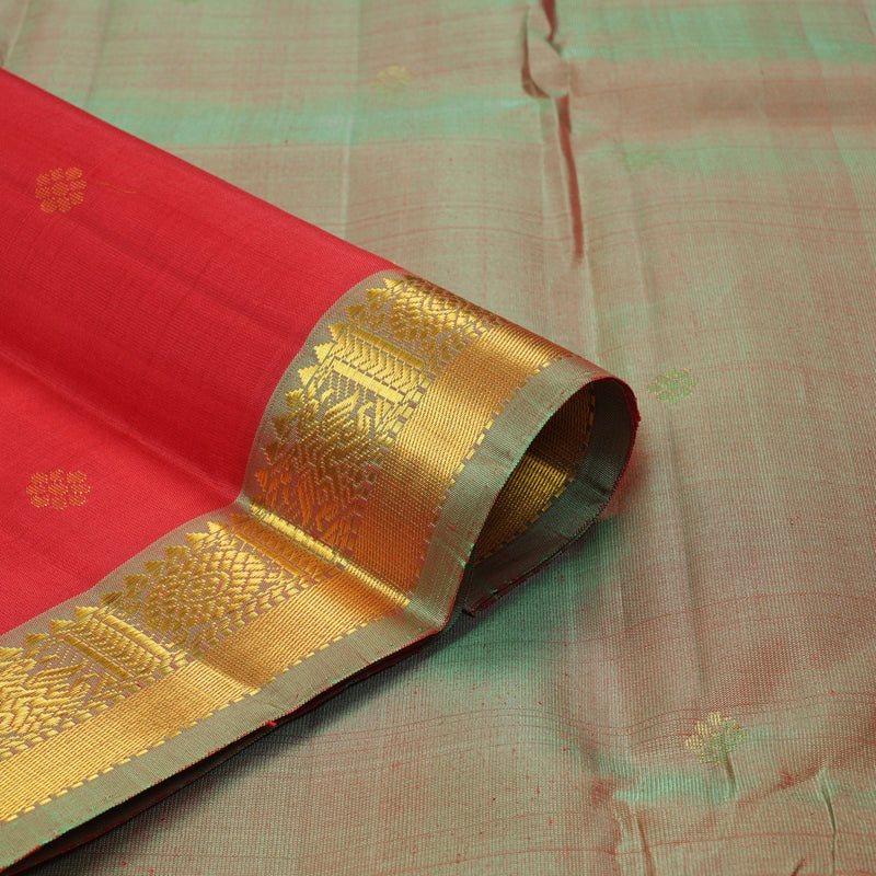 Hayagrivas Handloom Red Kanjivaram Silk Saree with Mild Manthalir Border KSBE135C10-1