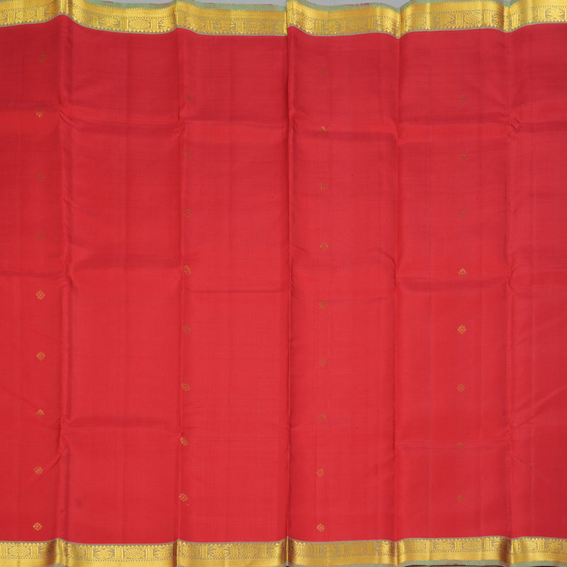 Hayagrivas Handloom Red Kanjivaram Silk Saree with Mild Manthalir Border KSBE135C10-1