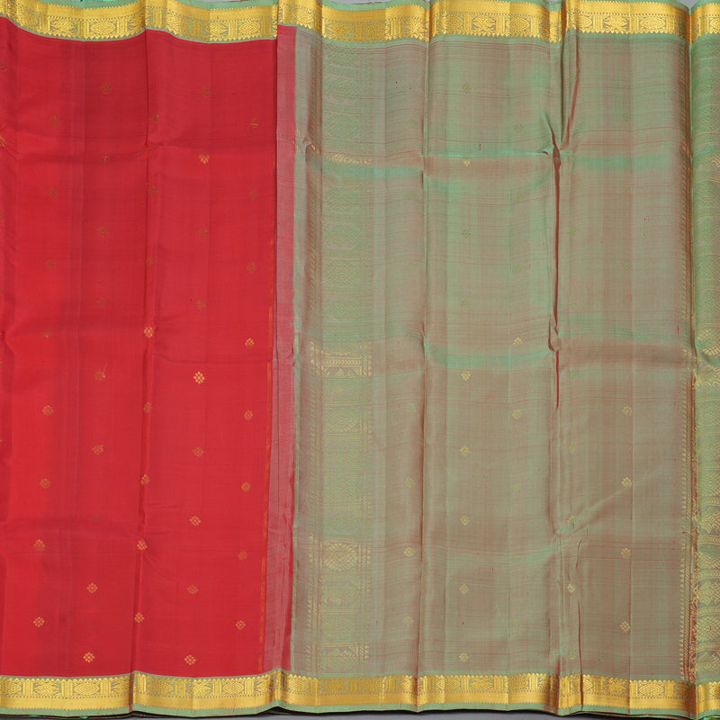 Hayagrivas Handloom Red Kanjivaram Silk Saree with Mild Manthalir Border KSBE135C10-1