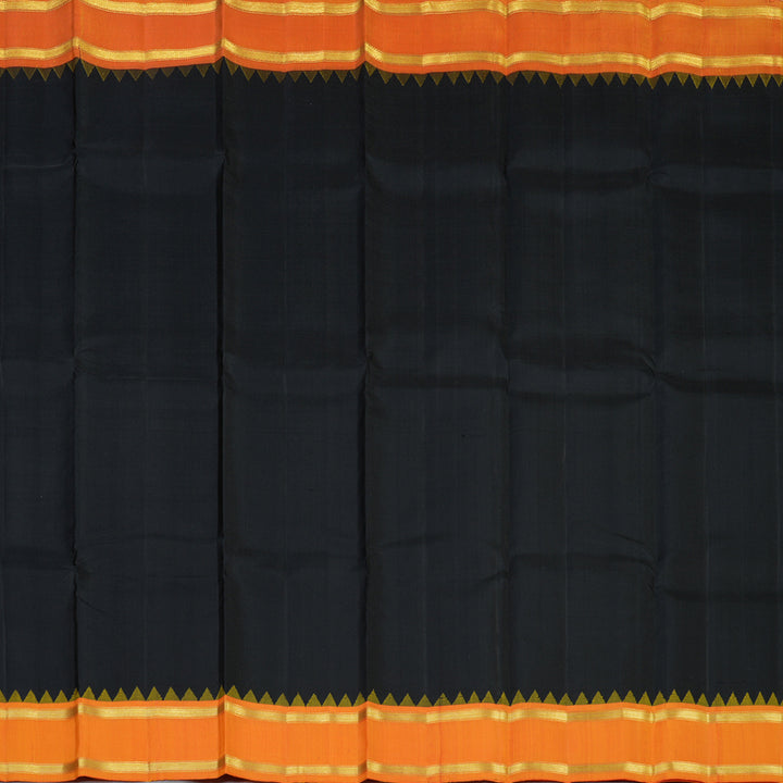Hayagrivas Handloom Black Kanjivaram Silk Saree with Orange Border KSBE135C12-1