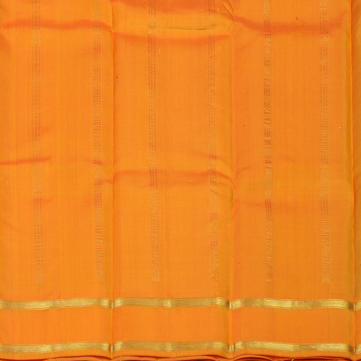 Hayagrivas Handloom Black Kanjivaram Silk Saree with Orange Border KSBE135C12-1
