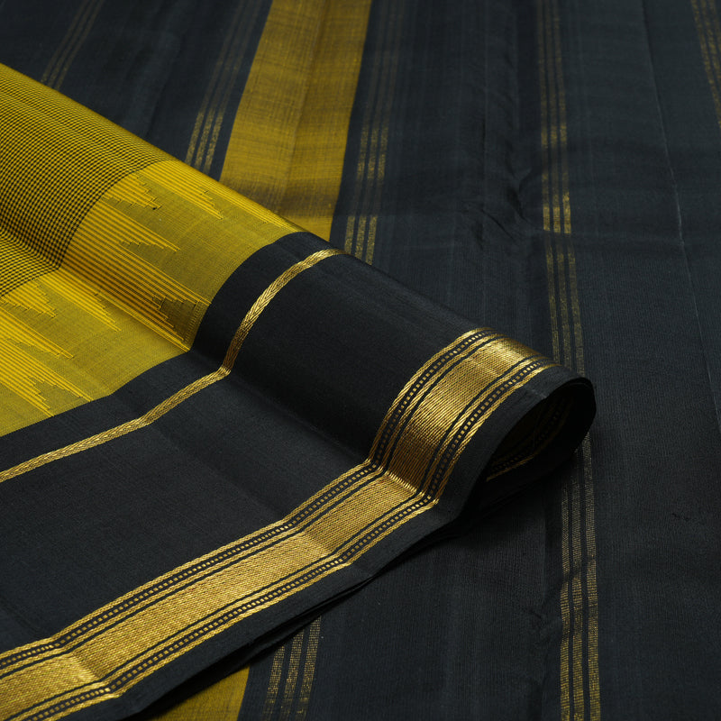 Hayagrivas Handloom Black & Yellow Checks Kanjivaram Silk Saree with Black Border KSBE135C12-2