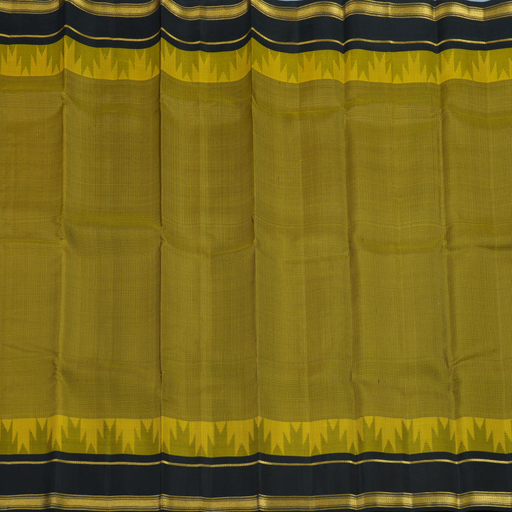 Hayagrivas Handloom Black & Yellow Checks Kanjivaram Silk Saree with Black Border KSBE135C12-2