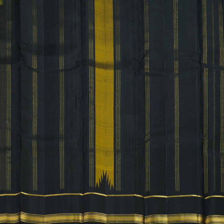 Hayagrivas Handloom Black & Yellow Checks Kanjivaram Silk Saree with Black Border KSBE135C12-2