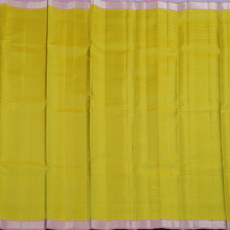 Hayagrivas Handloom Lemon Yellow Kanjivaram Silk Saree with Lotus Pink Border KSBE135C14-3