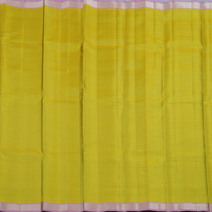 Hayagrivas Handloom Lemon Yellow Kanjivaram Silk Saree with Lotus Pink Border KSBE135C14-3