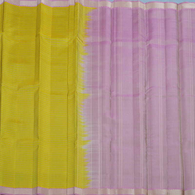Hayagrivas Handloom Lemon Yellow Kanjivaram Silk Saree with Lotus Pink Border KSBE135C14-3