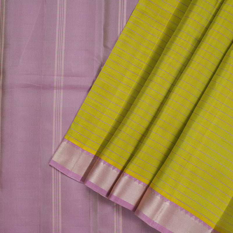 Hayagrivas Handloom Lemon Yellow Kanjivaram Silk Saree with Lotus Pink Border KSBE135C14-3