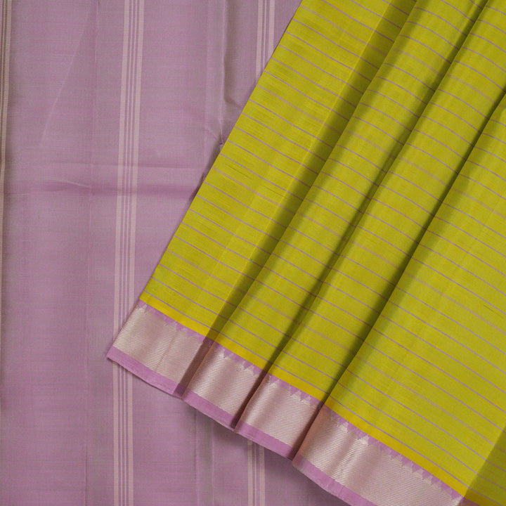 Hayagrivas Handloom Lemon Yellow Kanjivaram Silk Saree with Lotus Pink Border KSBE135C14-3