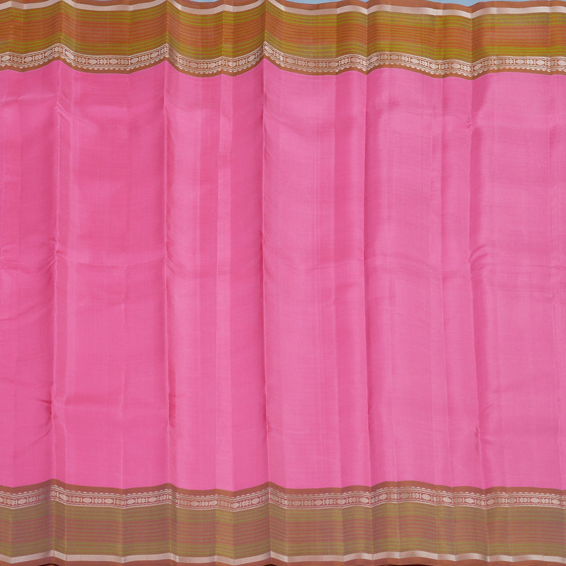 Hayagrivas Handloom Bright Pink Kanjivaram Silk Saree with Rust Border KSBE135C14-4