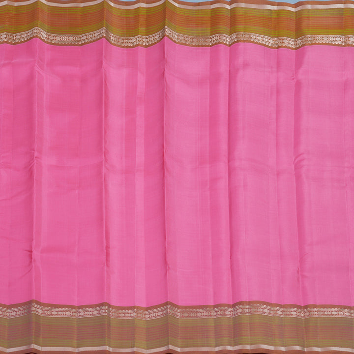 Hayagrivas Handloom Bright Pink Kanjivaram Silk Saree with Rust Border KSBE135C14-4