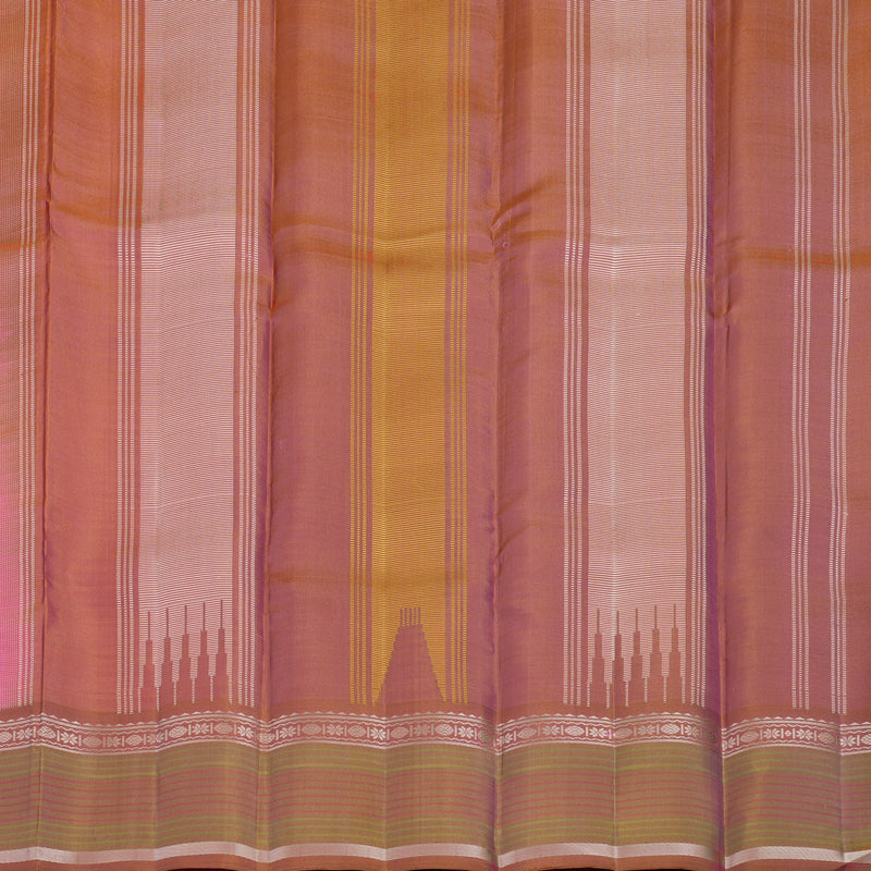 Hayagrivas Handloom Bright Pink Kanjivaram Silk Saree with Rust Border KSBE135C14-4