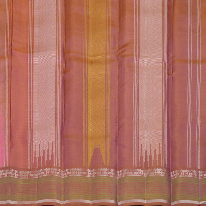 Hayagrivas Handloom Bright Pink Kanjivaram Silk Saree with Rust Border KSBE135C14-4