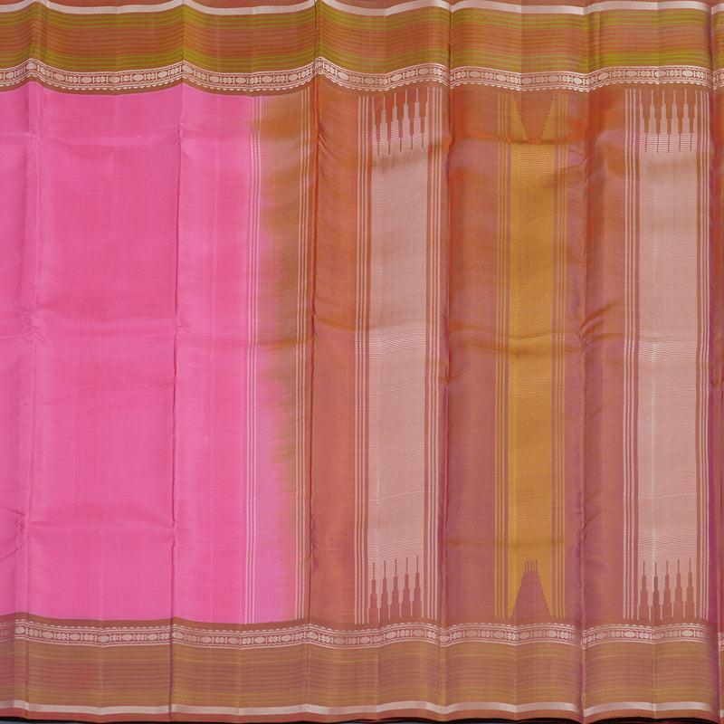Hayagrivas Handloom Bright Pink Kanjivaram Silk Saree with Rust Border KSBE135C14-4