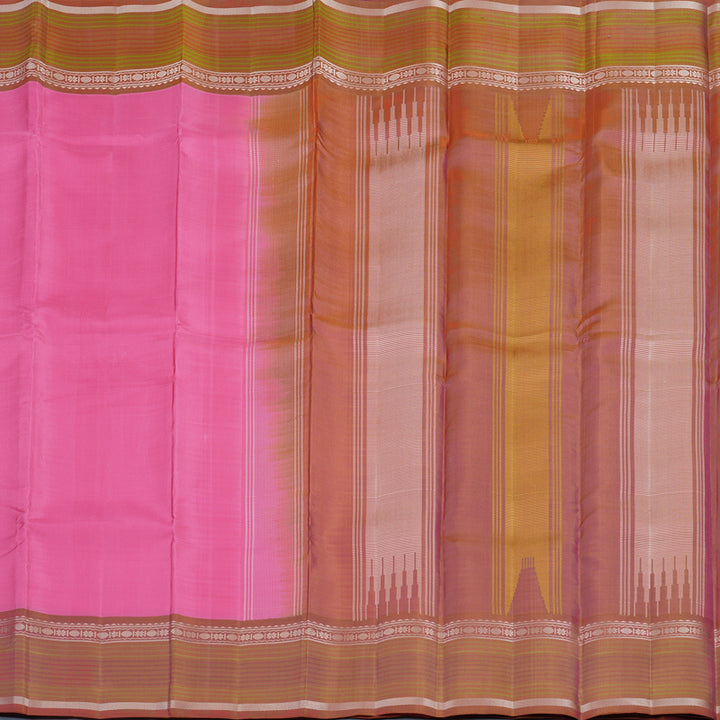 Hayagrivas Handloom Bright Pink Kanjivaram Silk Saree with Rust Border KSBE135C14-4