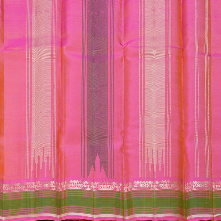Hayagrivas Handloom Yellow Kanjivaram Silk Saree with Pink Border KSBE135C14-6