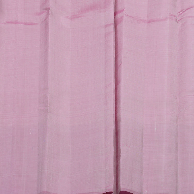 Hayagrivas Handloom Half-White Kanjivaram Silk Saree with Rose Pink Border KSBE135C15-1