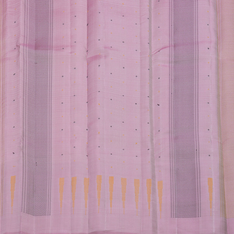 Hayagrivas Handloom Half-White Kanjivaram Silk Saree with Rose Pink Border KSBE135C15-1