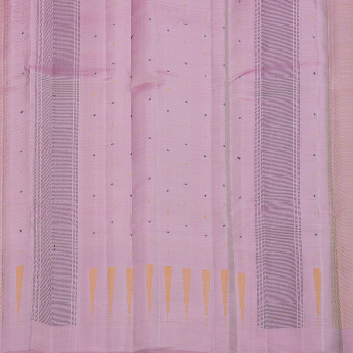 Hayagrivas Handloom Half-White Kanjivaram Silk Saree with Rose Pink Border KSBE135C15-1