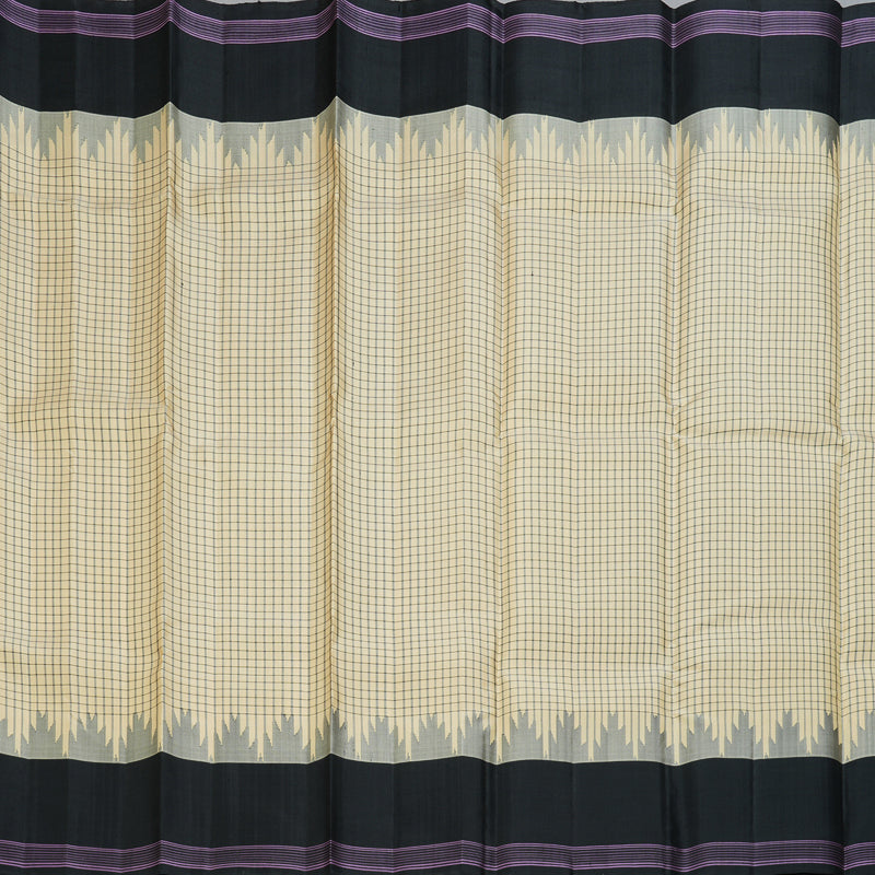 Hayagrivas Handloom Pale Yellow Kanjivaram Silk Saree with Black Border KSBE135C16-3