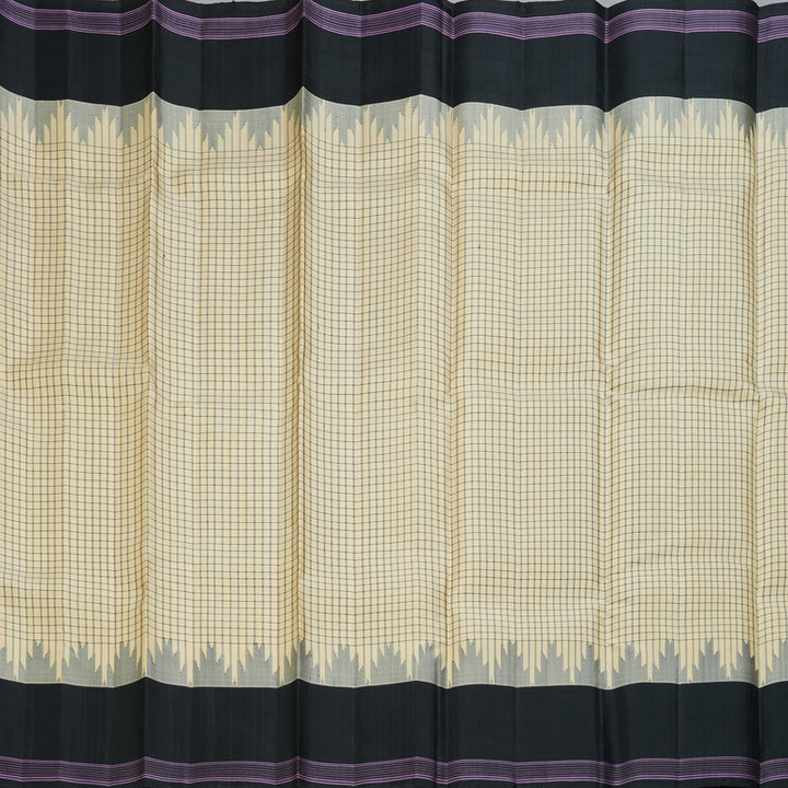 Hayagrivas Handloom Pale Yellow Kanjivaram Silk Saree with Black Border KSBE135C16-3
