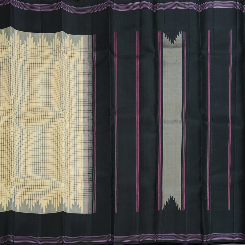 Hayagrivas Handloom Pale Yellow Kanjivaram Silk Saree with Black Border KSBE135C16-3