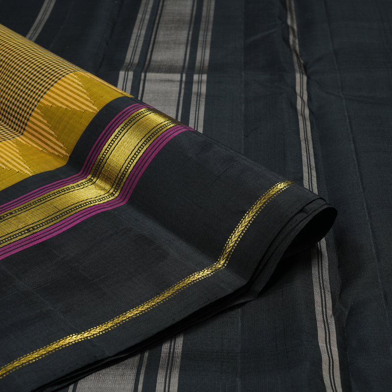 Hayagrivas Handloom Black & Sandal Checks Kanjivaram Silk Saree with Black Border KSBE135C17-1