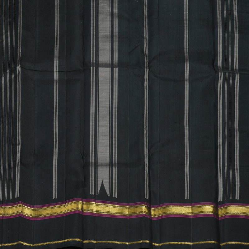 Hayagrivas Handloom Black & Sandal Checks Kanjivaram Silk Saree with Black Border KSBE135C17-1