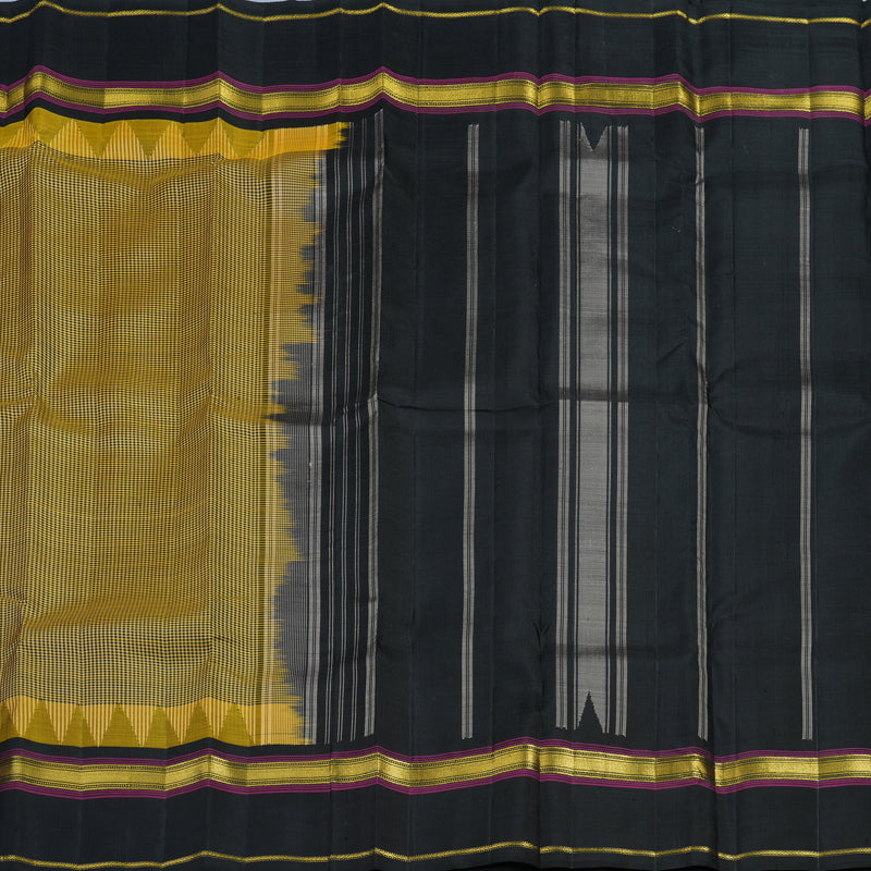 Hayagrivas Handloom Black & Sandal Checks Kanjivaram Silk Saree with Black Border KSBE135C17-1
