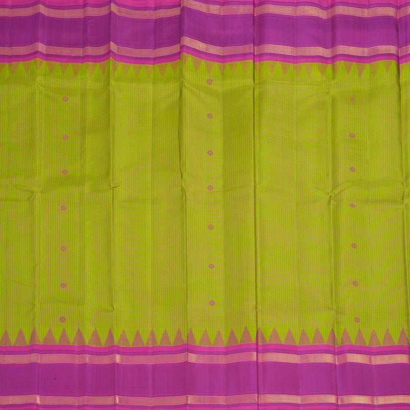 Hayagrivas Handloom Parrot Green Kanjivaram Silk Saree with Rani Pink Border KSBE135C17-3