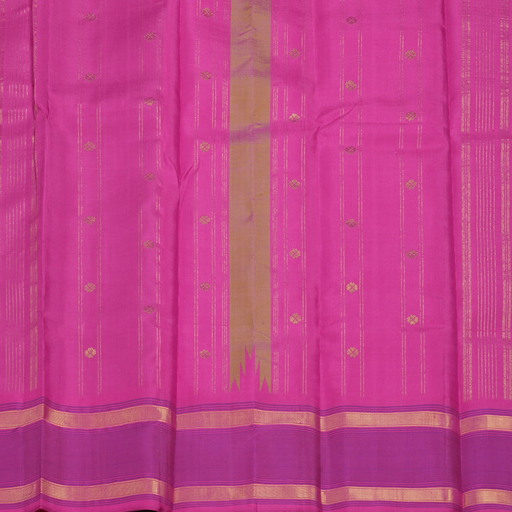 Hayagrivas Handloom Parrot Green Kanjivaram Silk Saree with Rani Pink Border KSBE135C17-3