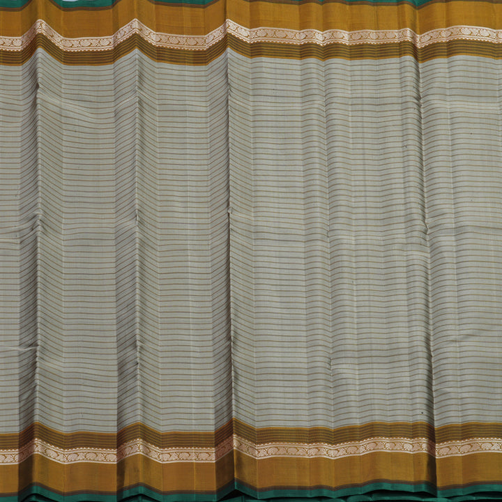 Hayagrivas Handloom Elephant Grey Kanjivaram Silk Saree with Honey Mustard Border KSBE135C2-6