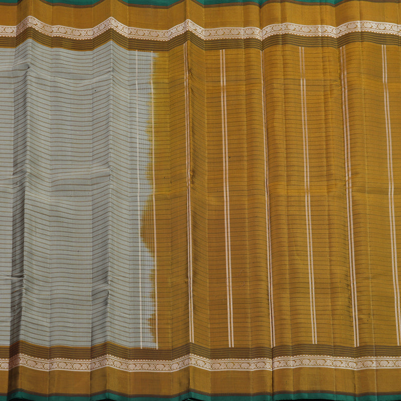 Hayagrivas Handloom Elephant Grey Kanjivaram Silk Saree with Honey Mustard Border KSBE135C2-6